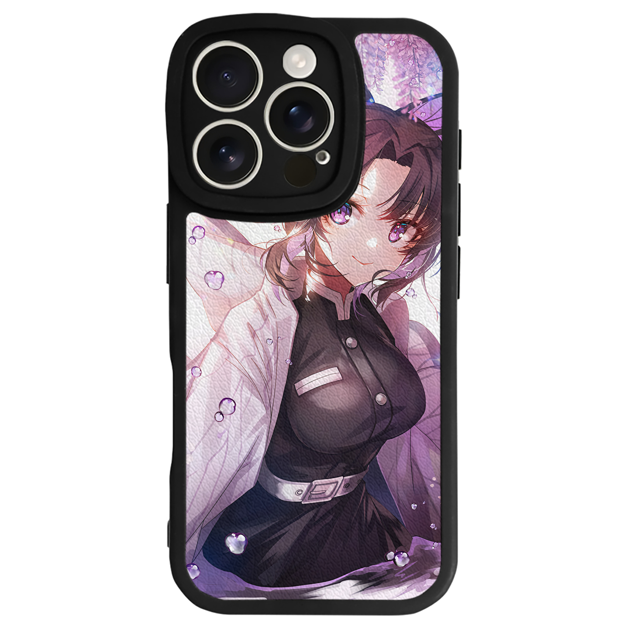 （画像用） 鬼滅の刃（きめつのやいば）蟲柱-胡蝶 しのぶ／こちょう しのぶ Kochou Shinobu 【iPhone 16シリーズ対応】シリコンスマホケース（レザー調） 材質：シリコン